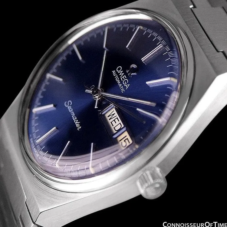 c. 1979 Omega Seamaster Vintage Mens Bracelet Watch, Automatic, Day Date - Stainless Steel