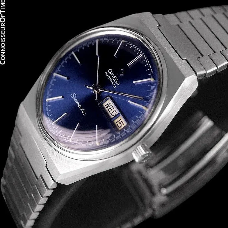 c. 1979 Omega Seamaster Vintage Mens Bracelet Watch, Automatic, Day Date - Stainless Steel