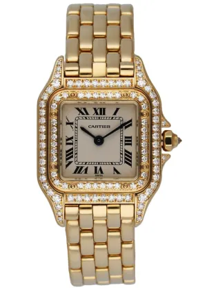 Cartier Panthere 1280-2 18K yellow Gold Diamonds Ladies Watch Box & Papers