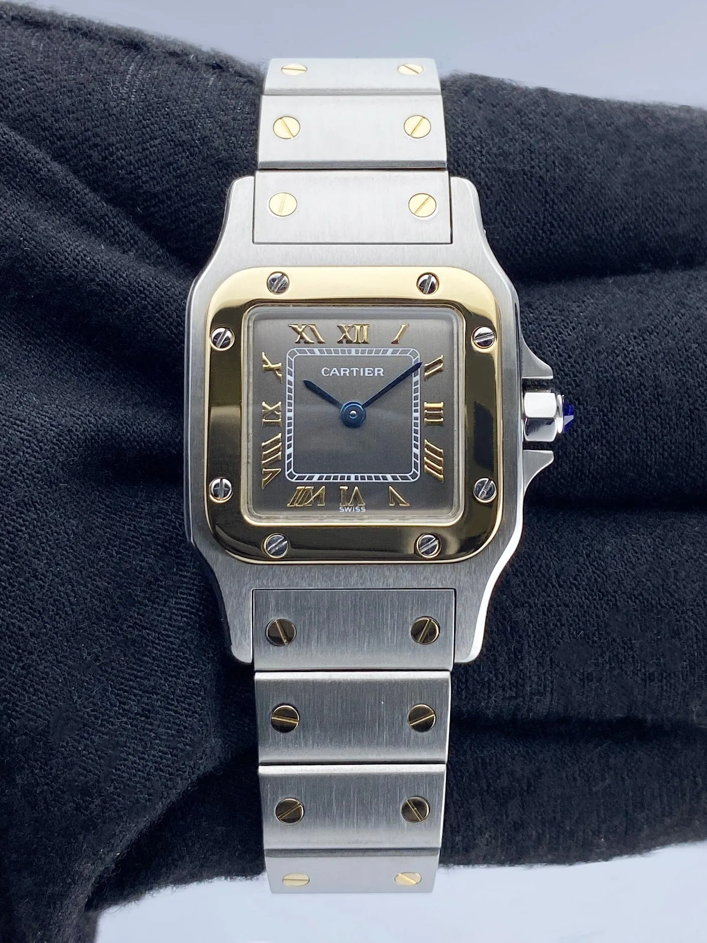 Cartier Santos Galbee W20031C4 Slate Dial Two Tone Ladies Watch