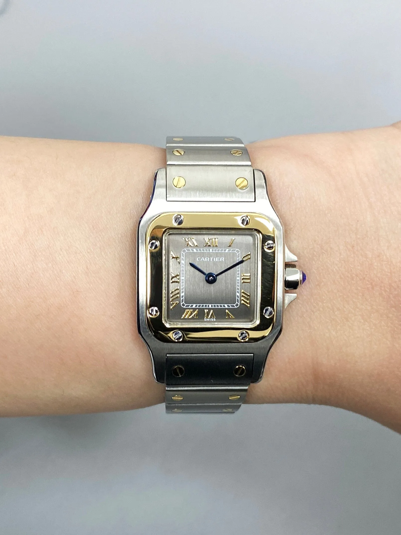 Cartier Santos Galbee W20031C4 Slate Dial Two Tone Ladies Watch