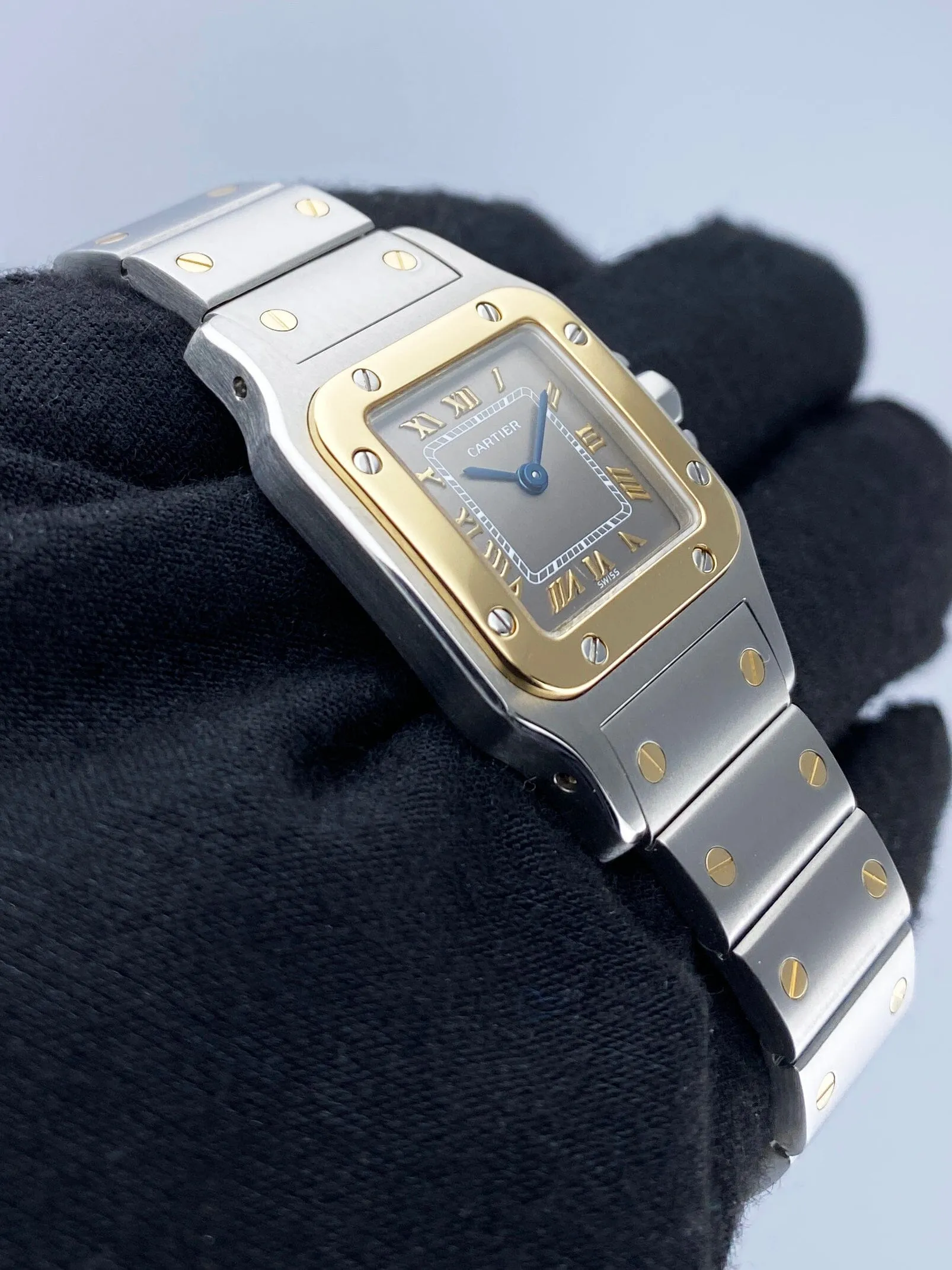Cartier Santos Galbee W20031C4 Slate Dial Two Tone Ladies Watch