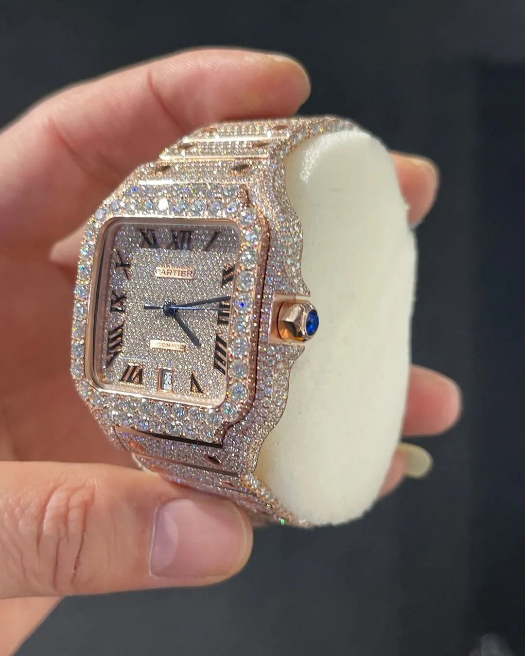 Cartier Santos Moissanite Diamond Watch | Moissanite watch | diamond watch | W 278