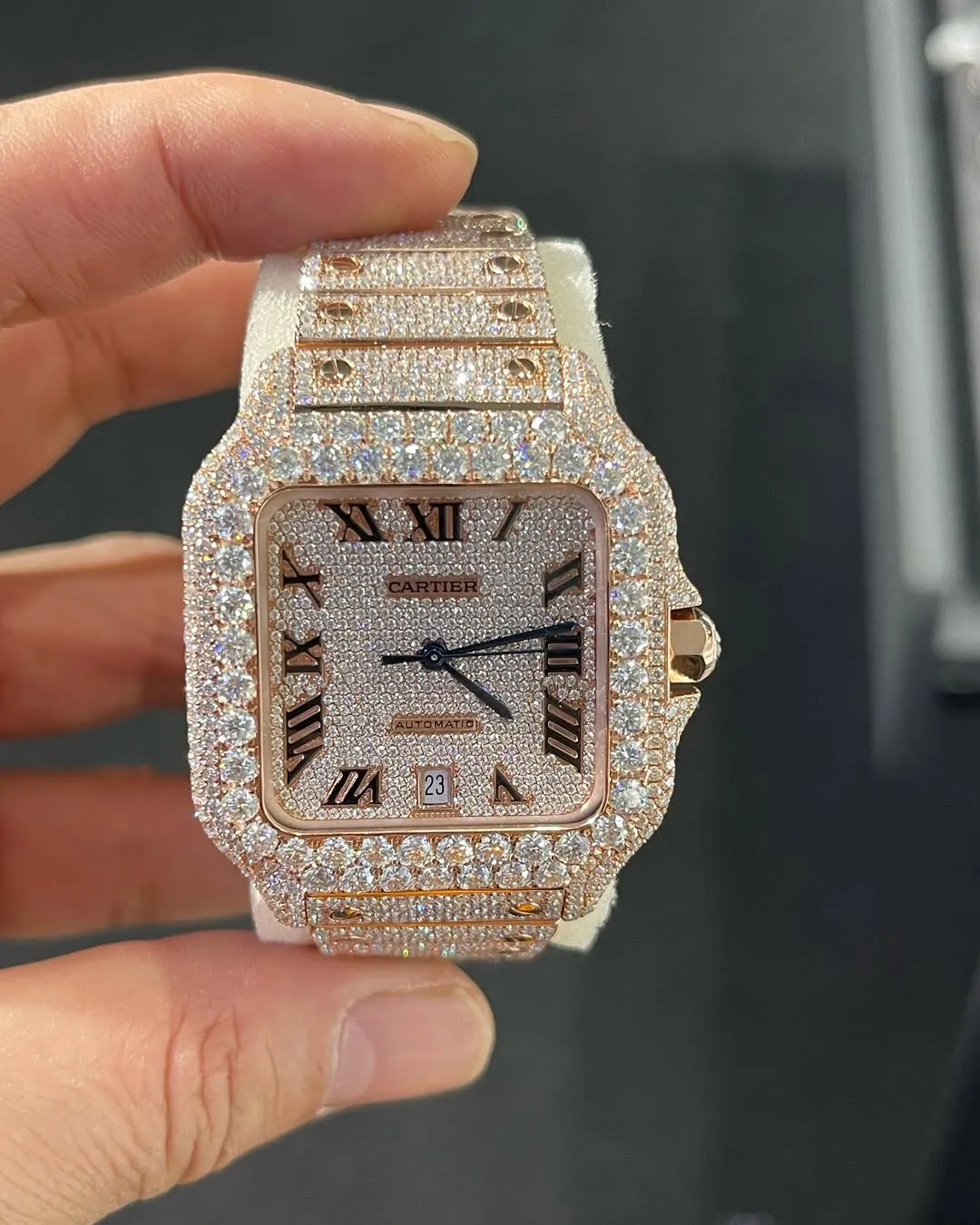 Cartier Santos Moissanite Diamond Watch | Moissanite watch | diamond watch | W 278