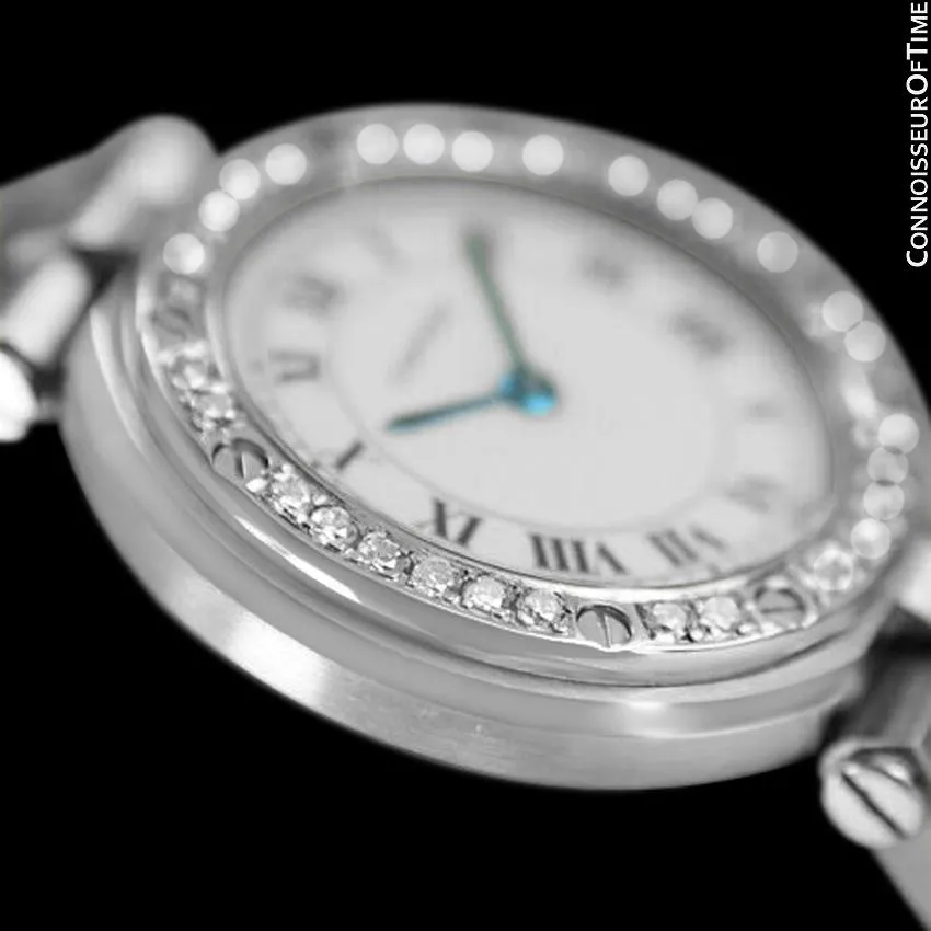 Cartier Santos Vendome Ladies Quartz Bracelet Watch - Stainless Steel & Diamonds