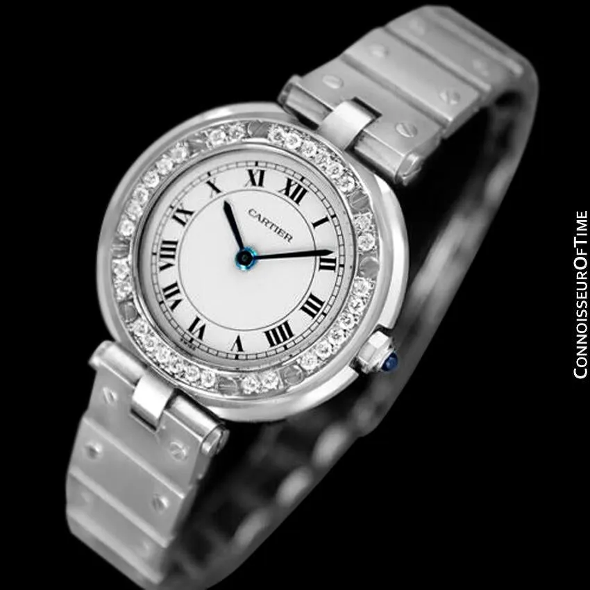 Cartier Santos Vendome Ladies Quartz Bracelet Watch - Stainless Steel & Diamonds
