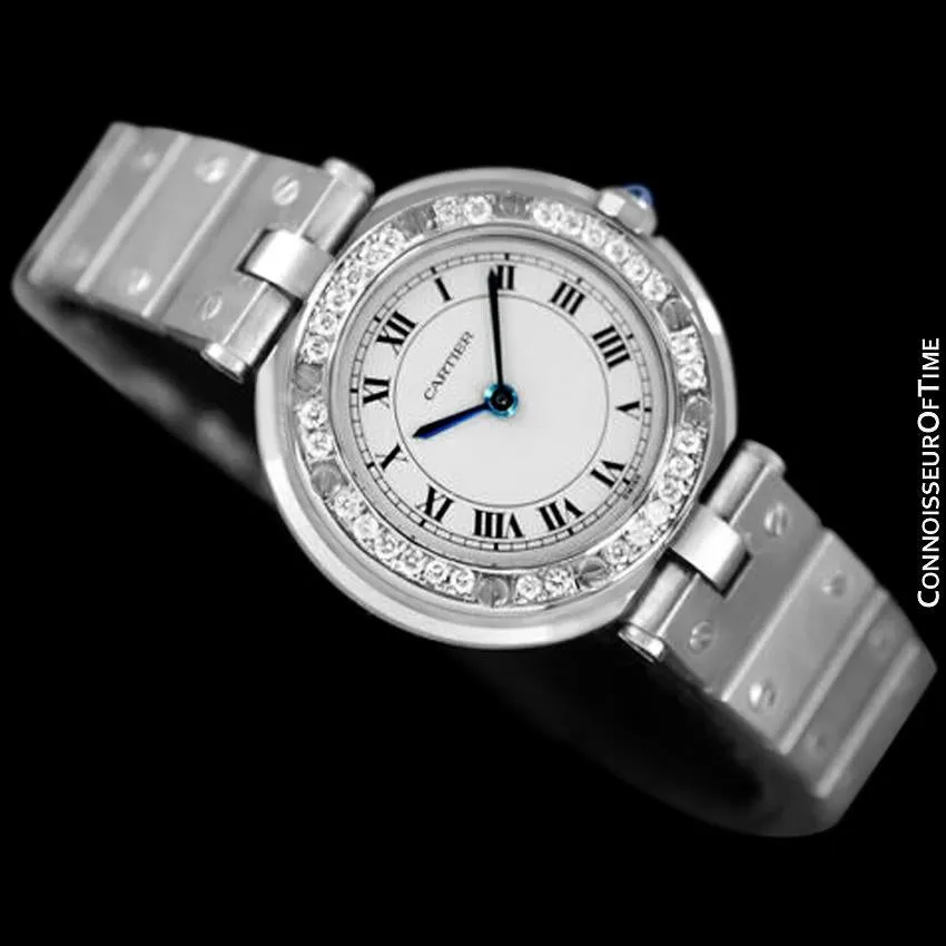 Cartier Santos Vendome Ladies Quartz Bracelet Watch - Stainless Steel & Diamonds