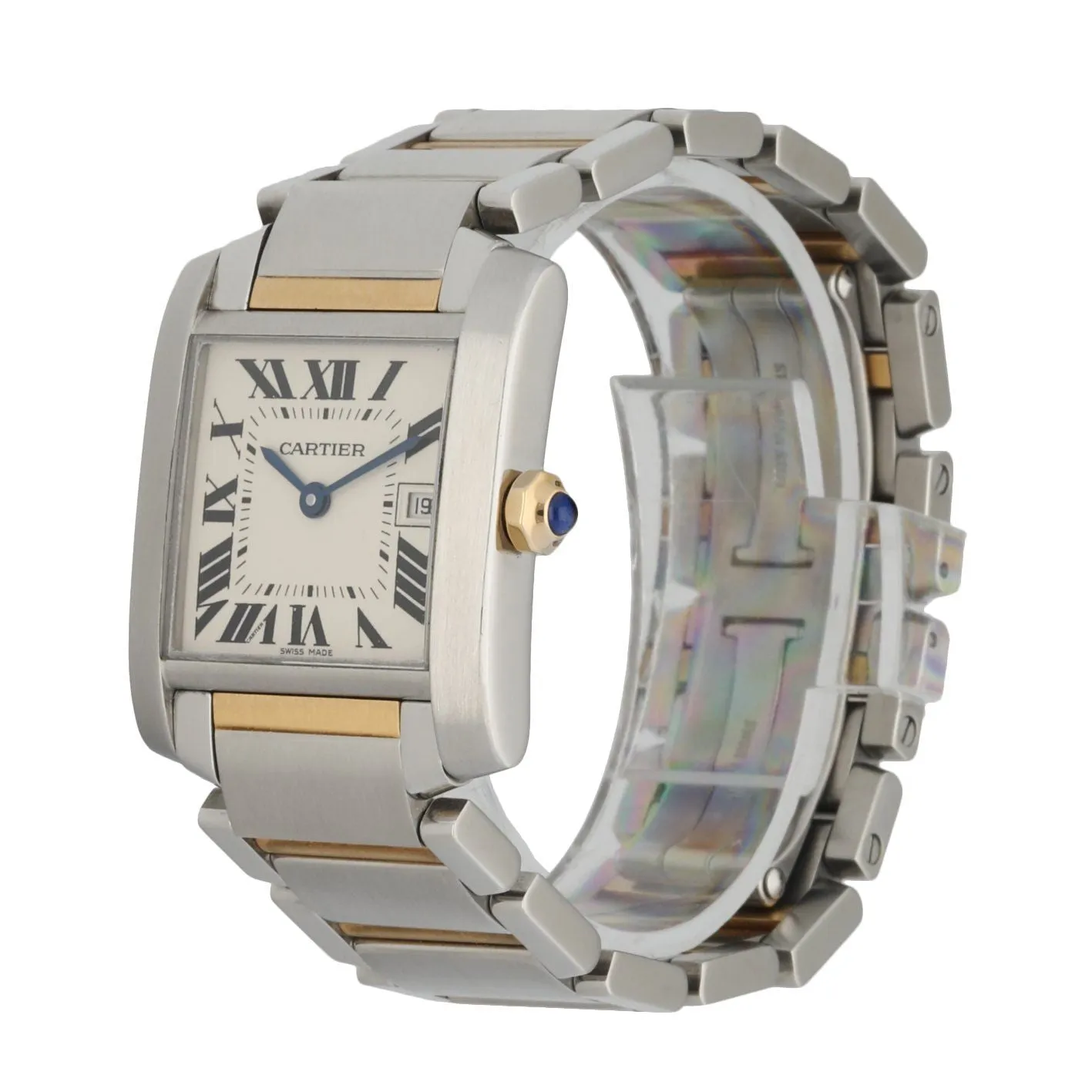 Cartier Tank Francaise 2465 Ladies Midsize Two Tone Watch Box Papers
