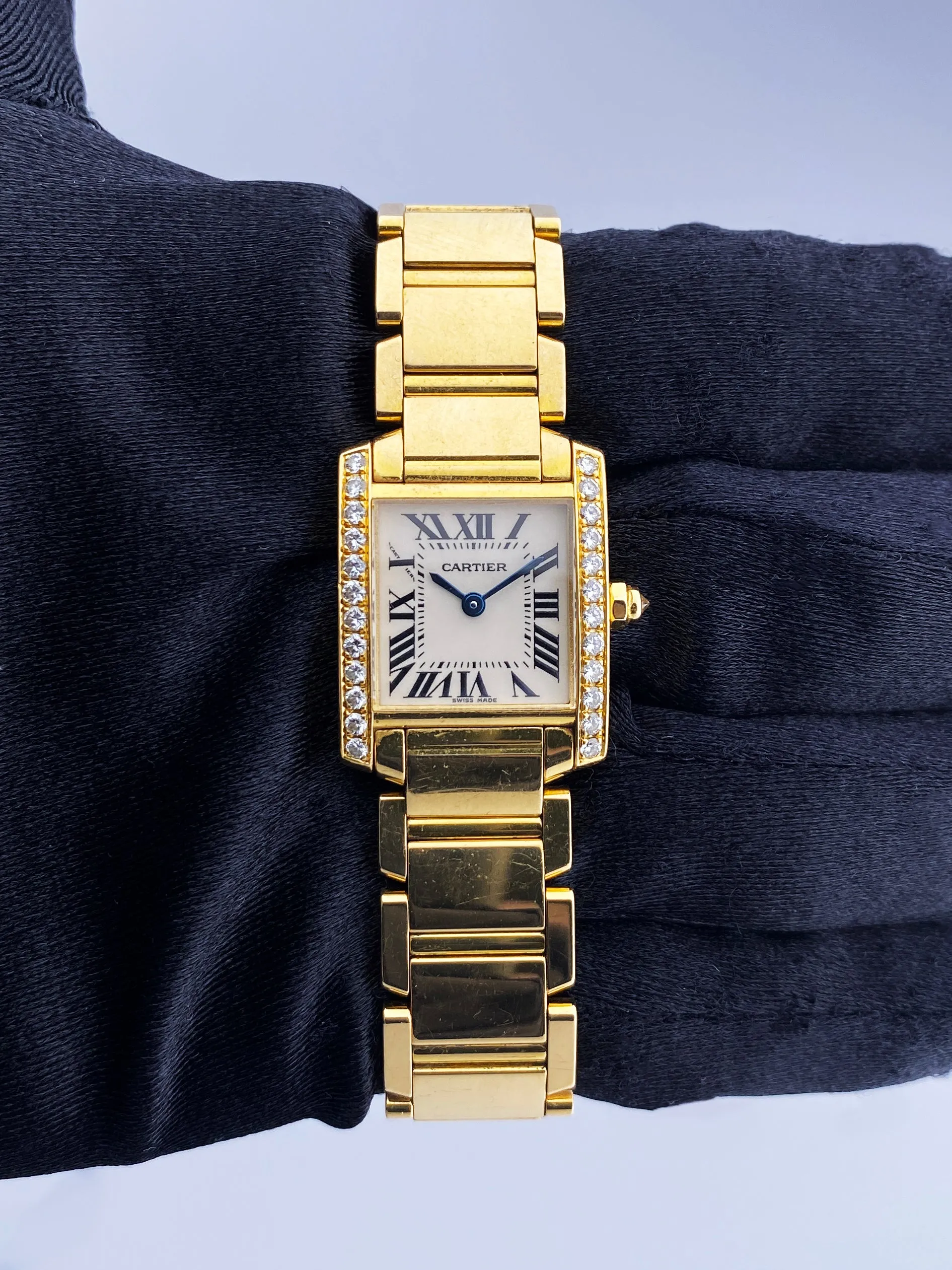 Cartier Tank Francaise WE1001R8 Diamond 18k Yellow Gold Ladies Watch