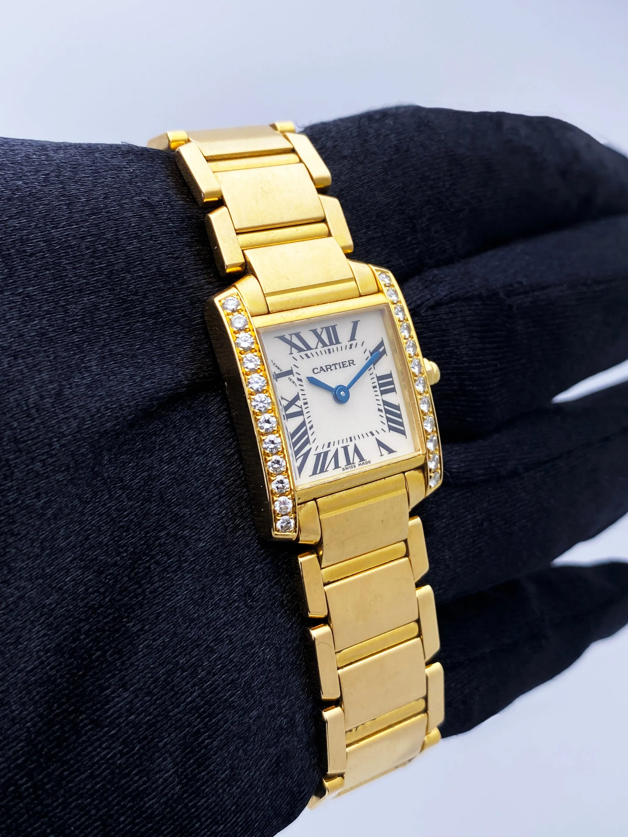 Cartier Tank Francaise WE1001R8 Diamond 18k Yellow Gold Ladies Watch