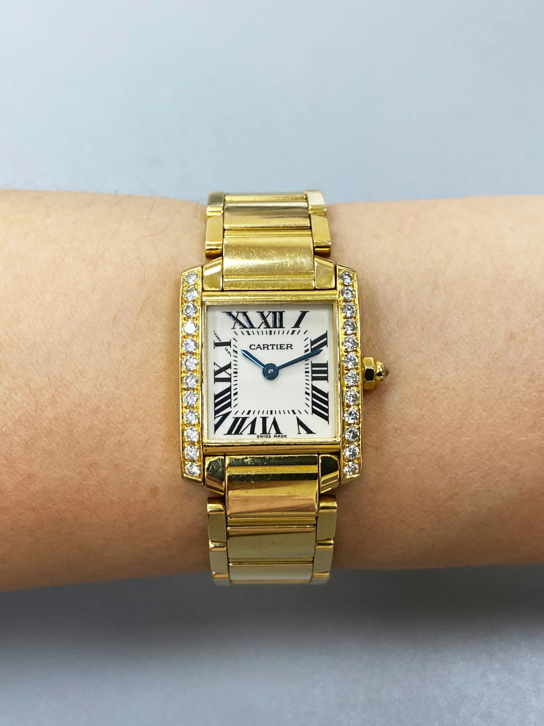 Cartier Tank Francaise WE1001R8 Diamond 18k Yellow Gold Ladies Watch