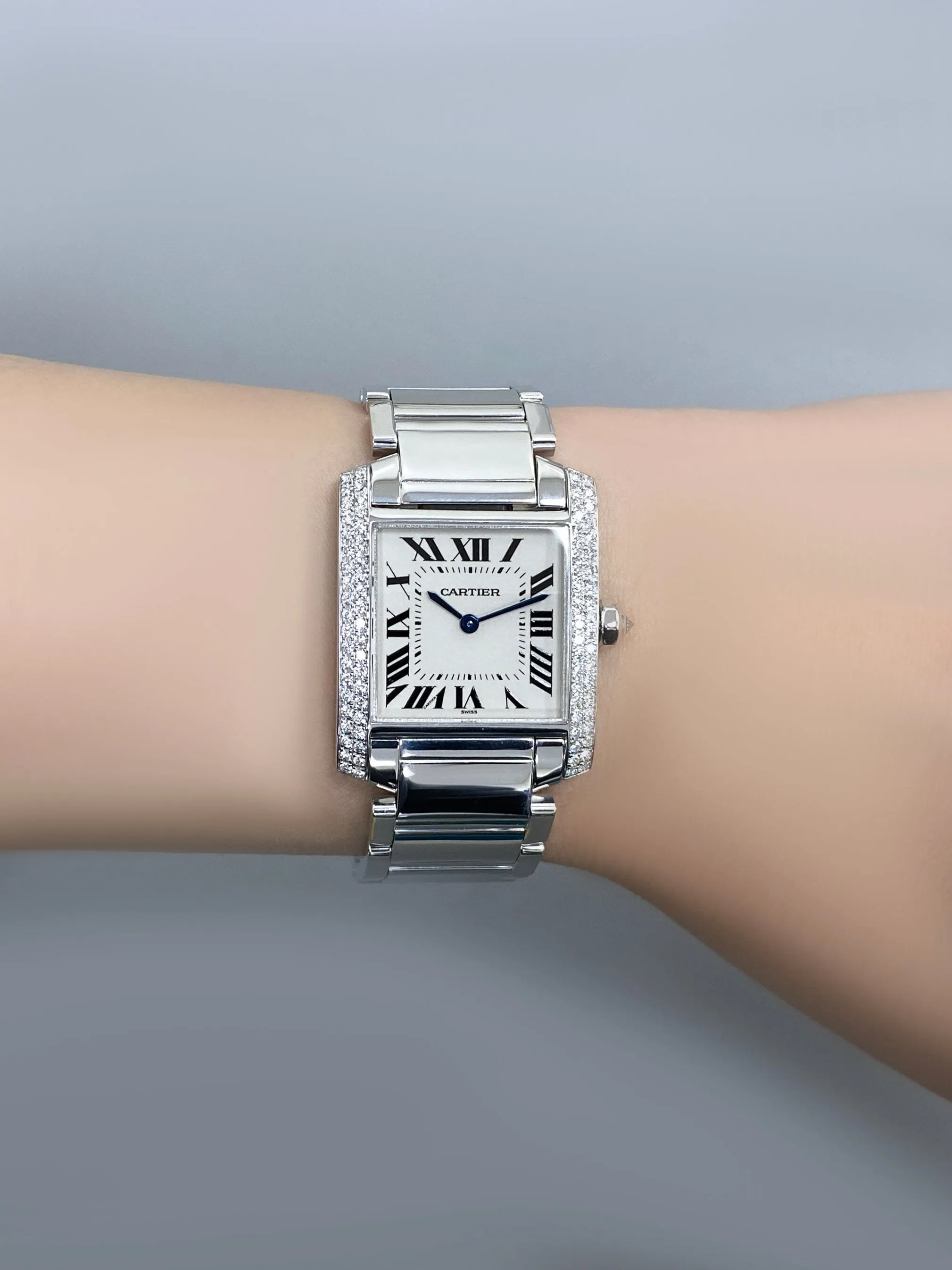 Cartier Tank Francaise WE1009S3 Rhodiumized 18K White Gold Watch