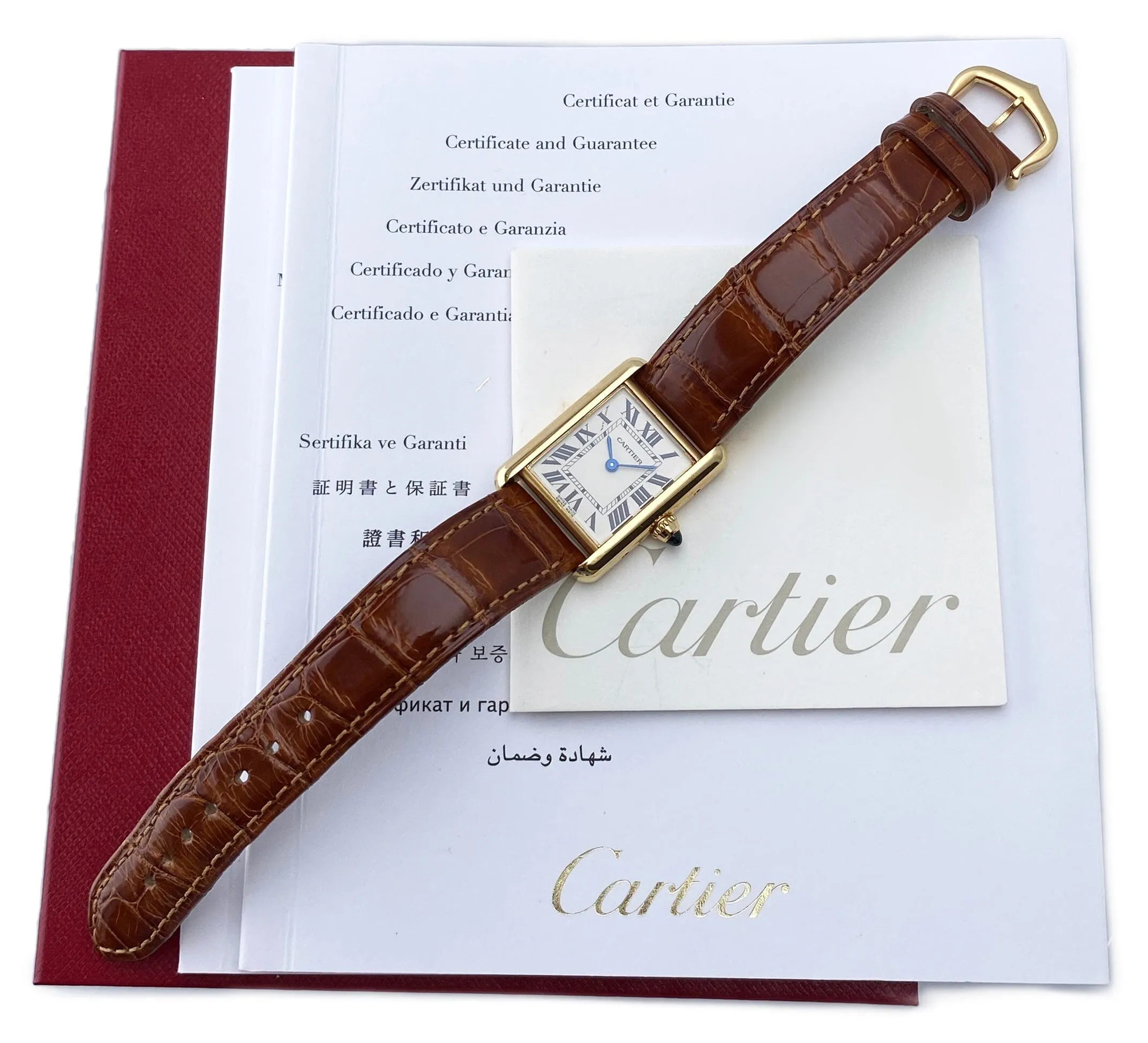 Cartier Tank Louis W1529856 18K Yellow Gold Ladies Watch Box Papers