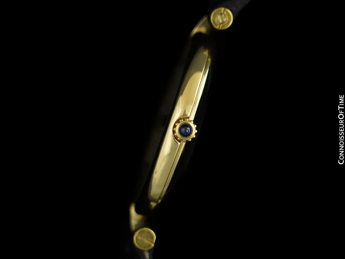 Cartier Vendome Mens Midsize Unisex Solid 18K Gold Watch - Papers and Pouch