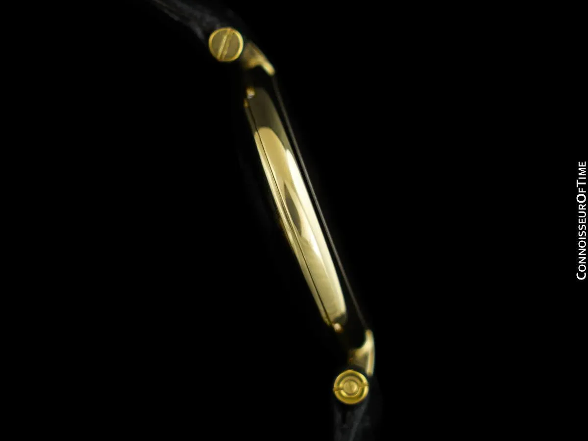 Cartier Vendome Mens Midsize Unisex Solid 18K Gold Watch - Papers and Pouch