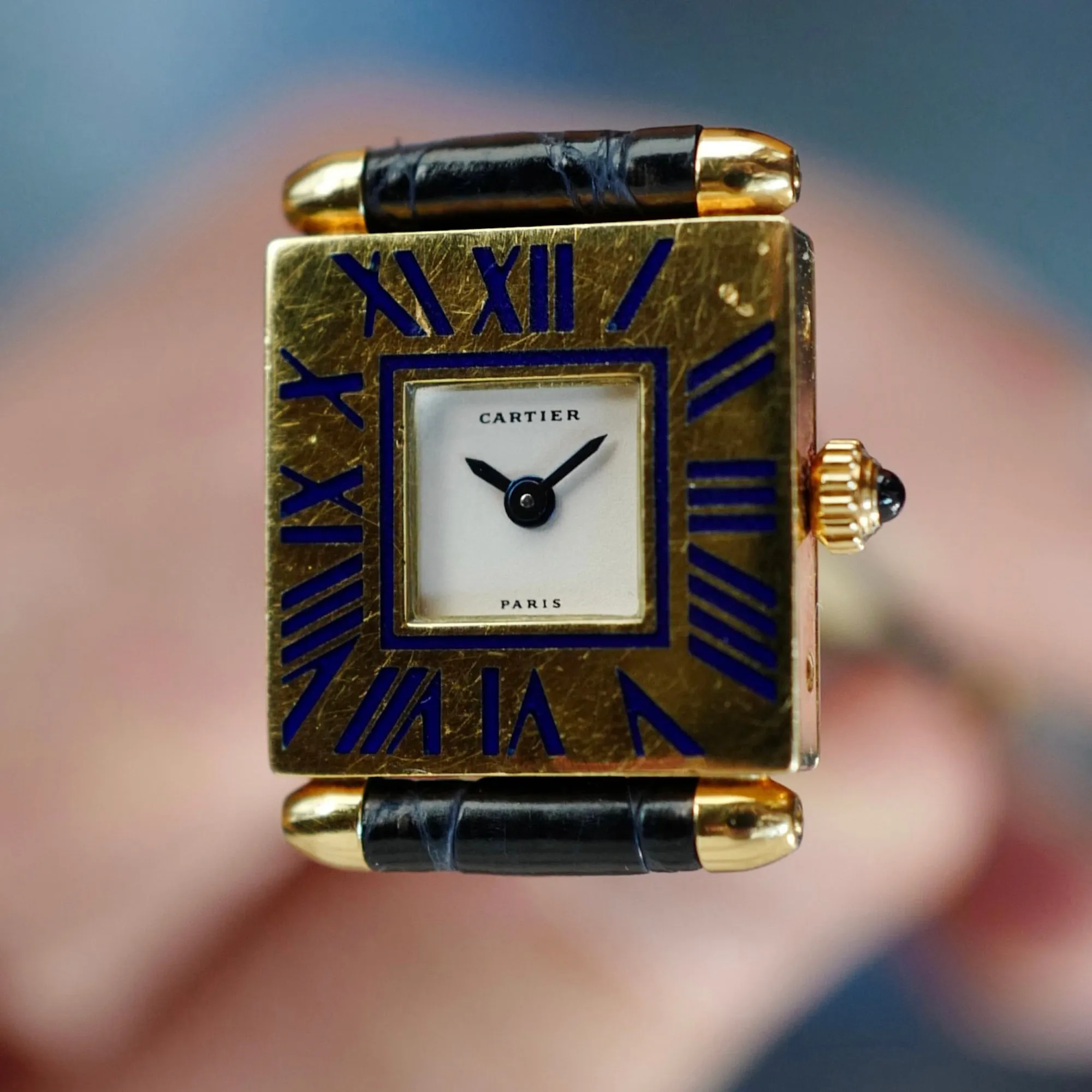 Cartier Yellow Gold Mini Obus with Enamel