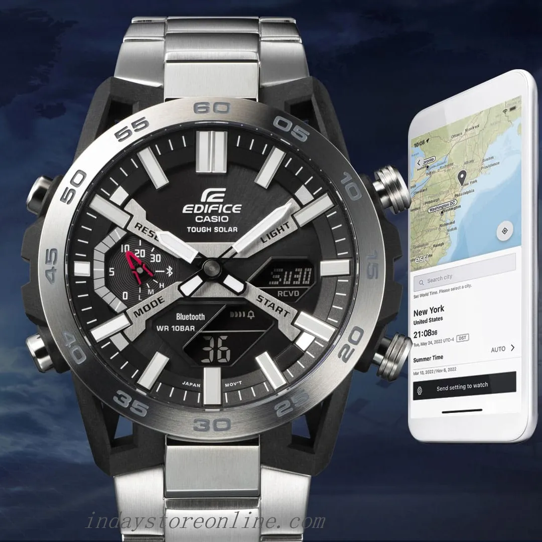 Casio Edifice Men's Watch ECB-2000D-1A Edifice Sospensione Mineral Glass Mobile link Bluetooth