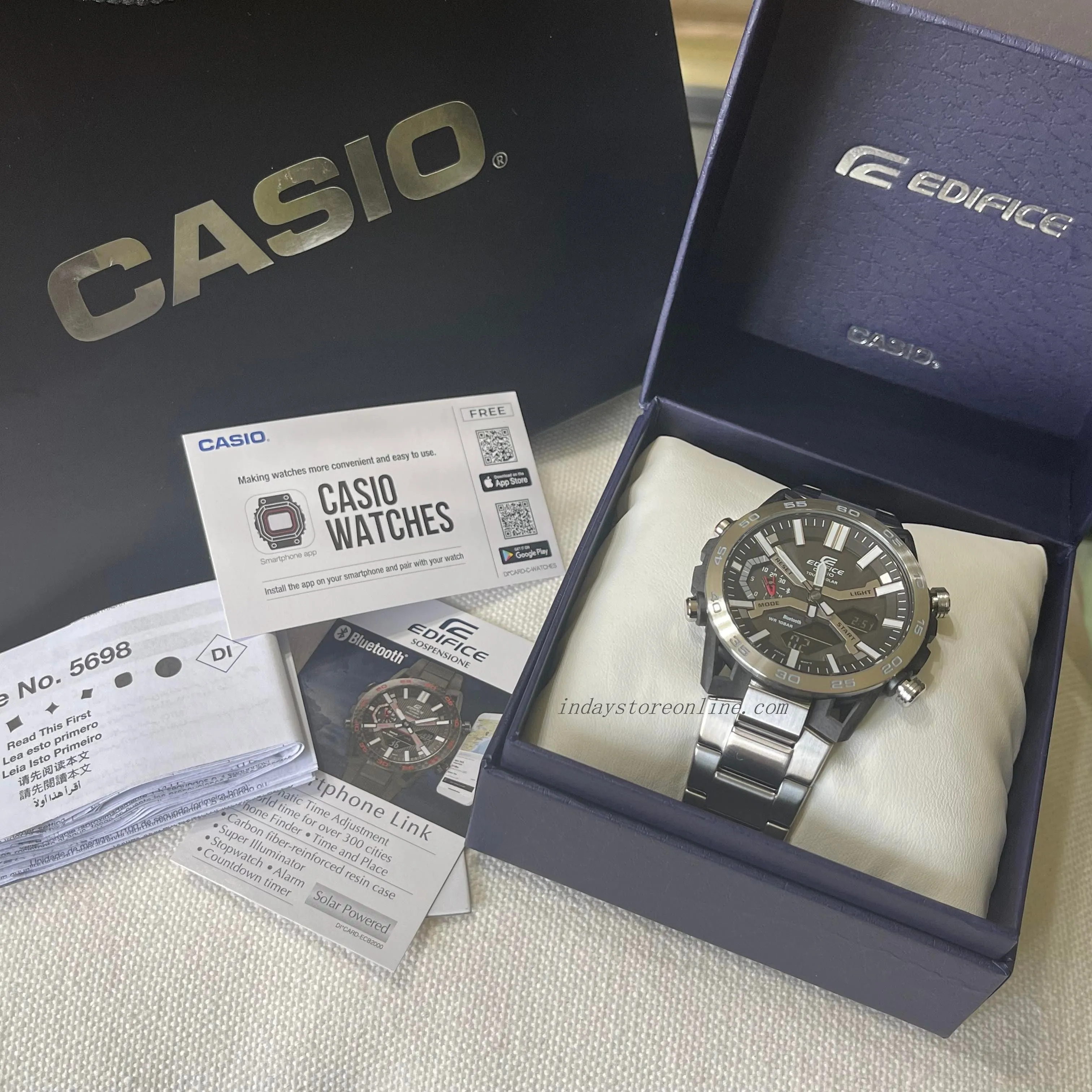 Casio Edifice Men's Watch ECB-2000D-1A Edifice Sospensione Mineral Glass Mobile link Bluetooth