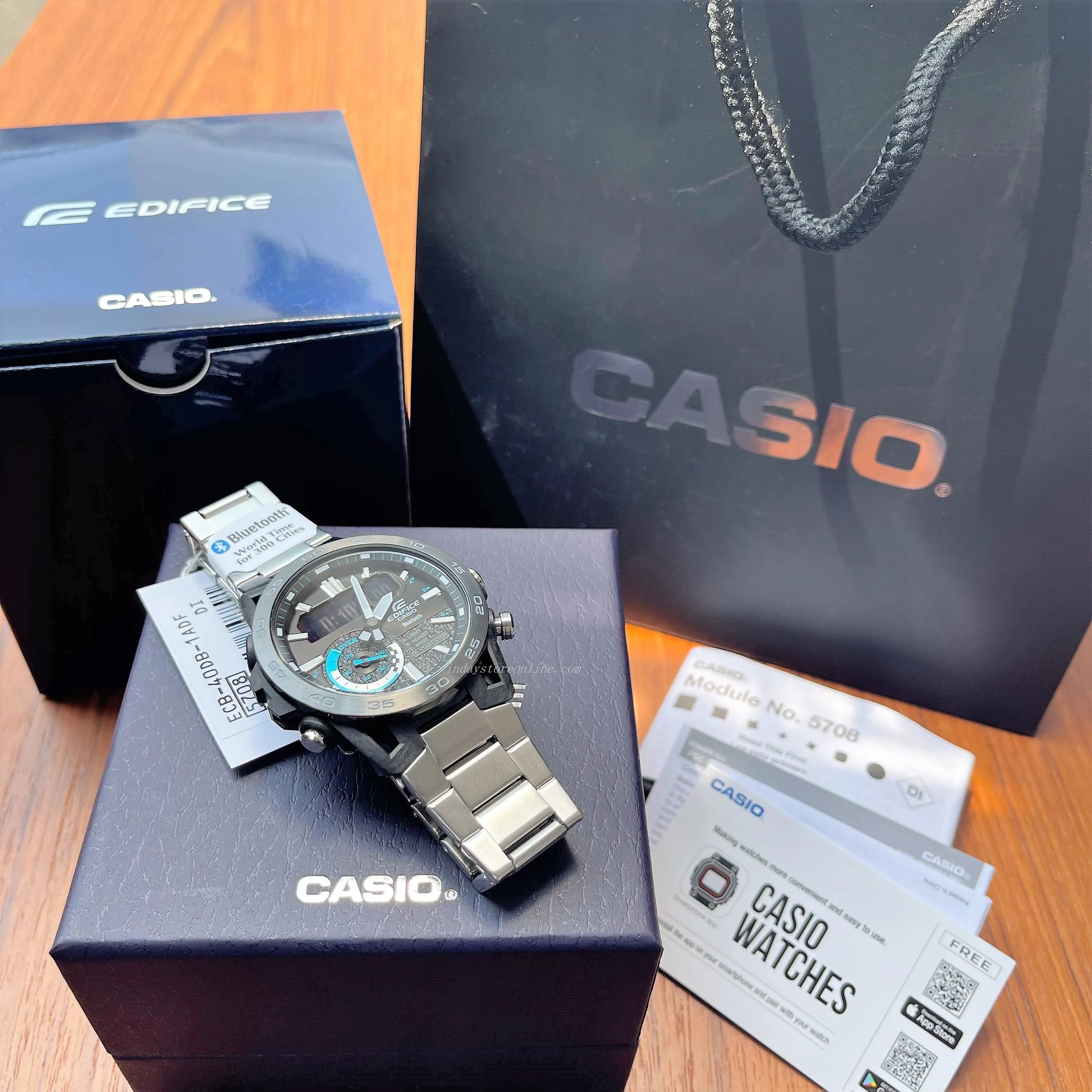 Casio Edifice Men's Watch ECB-40DB-1A Edifice Sospensione Mobile link Bluetooth