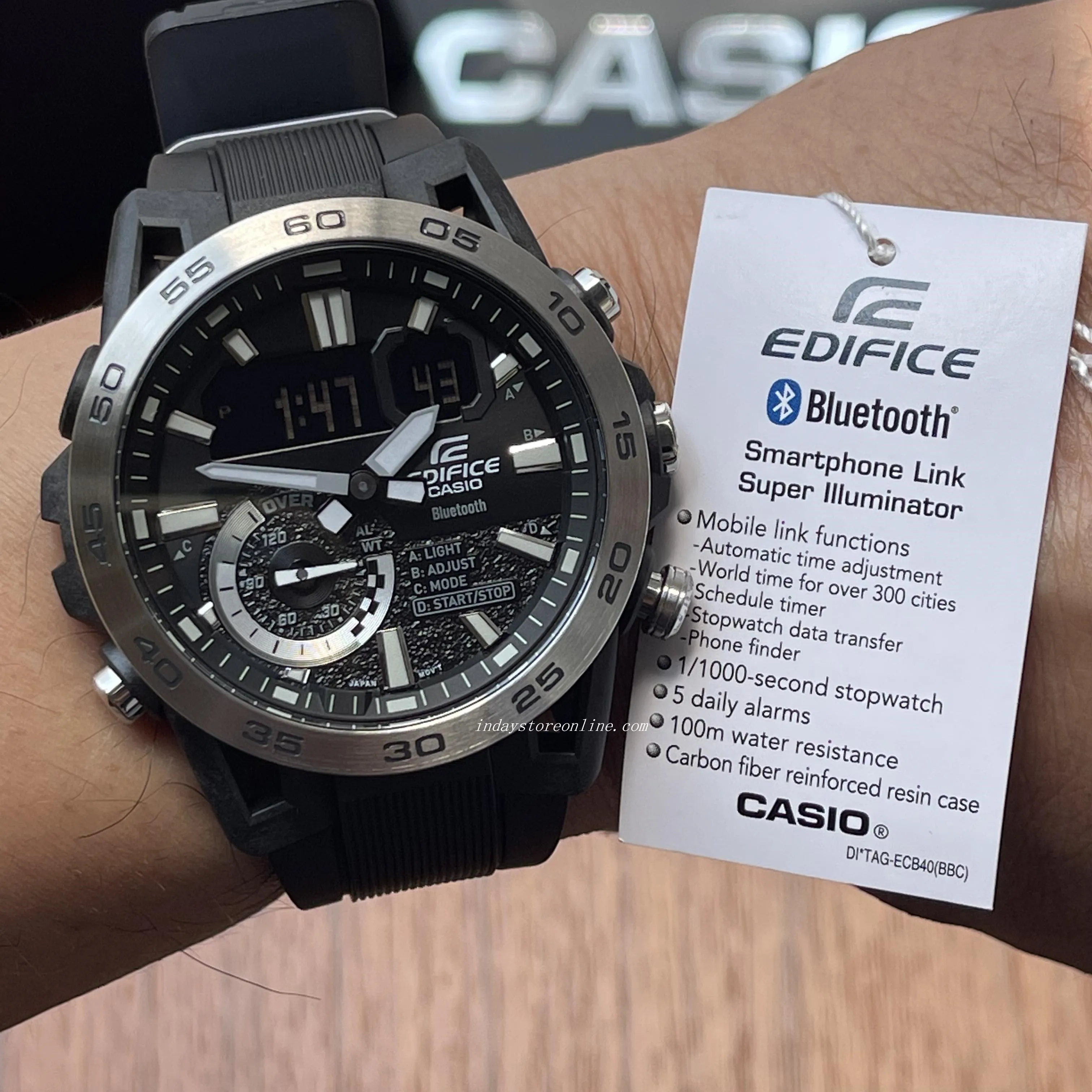Casio Edifice Men's Watch ECB-40P-1A Edifice Sospensione Mobile link Bluetooth