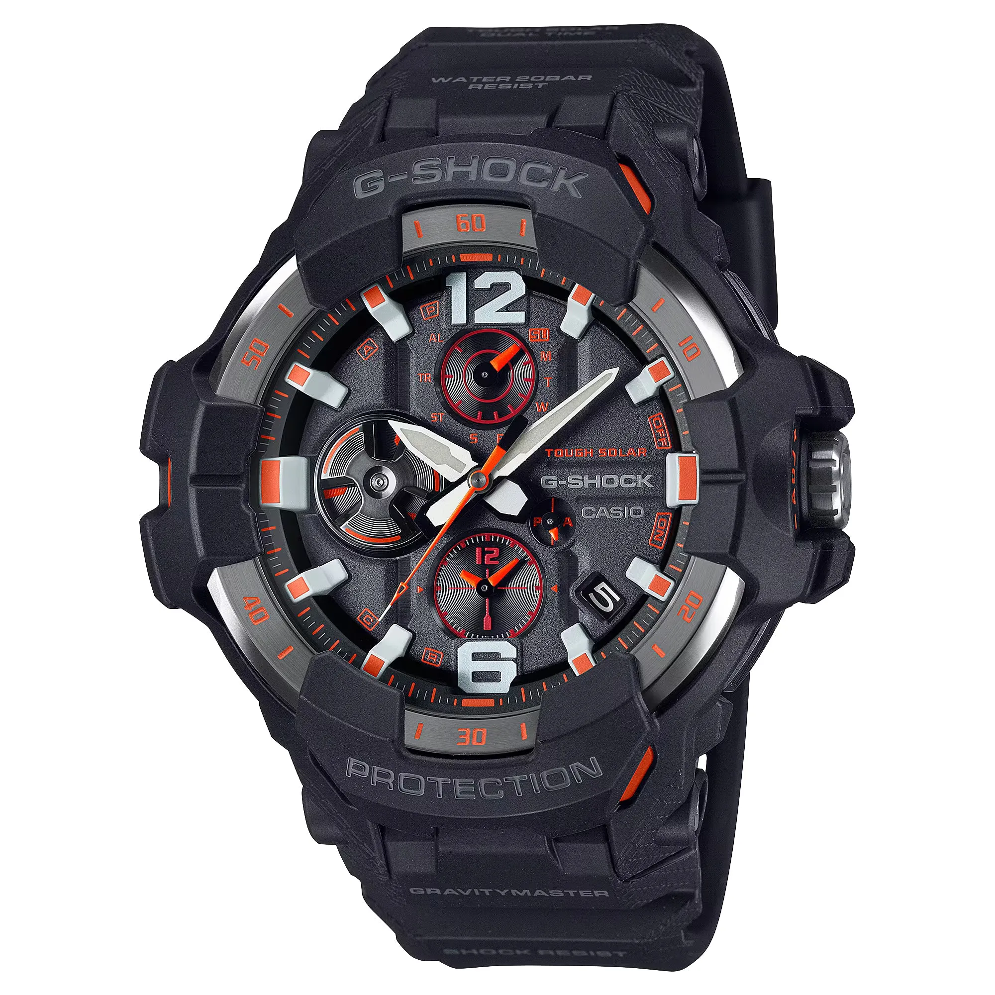 CASIO G-SHOCK GRB300-1A4 Gravity Master Black Orange Bluetooth Pilot Watch