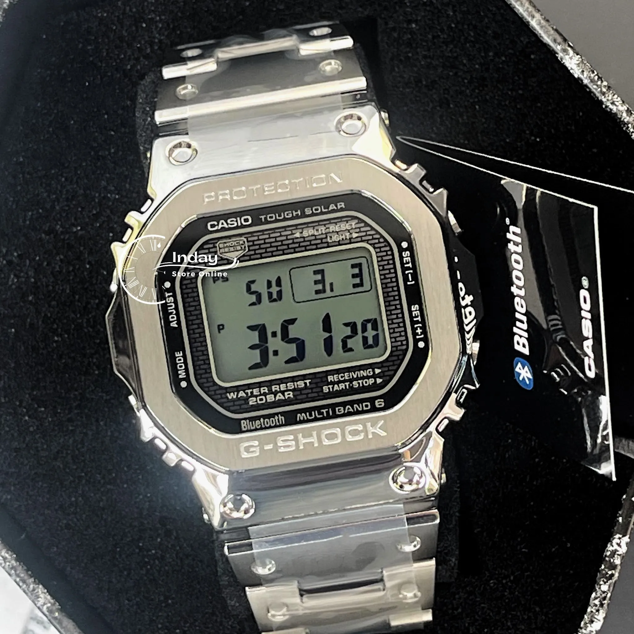 Casio G-Shock Men's Watch GMW-B5000D-1 Stainless Steel Band Shock Resistant Tough Solar Mobile link Bluetooth