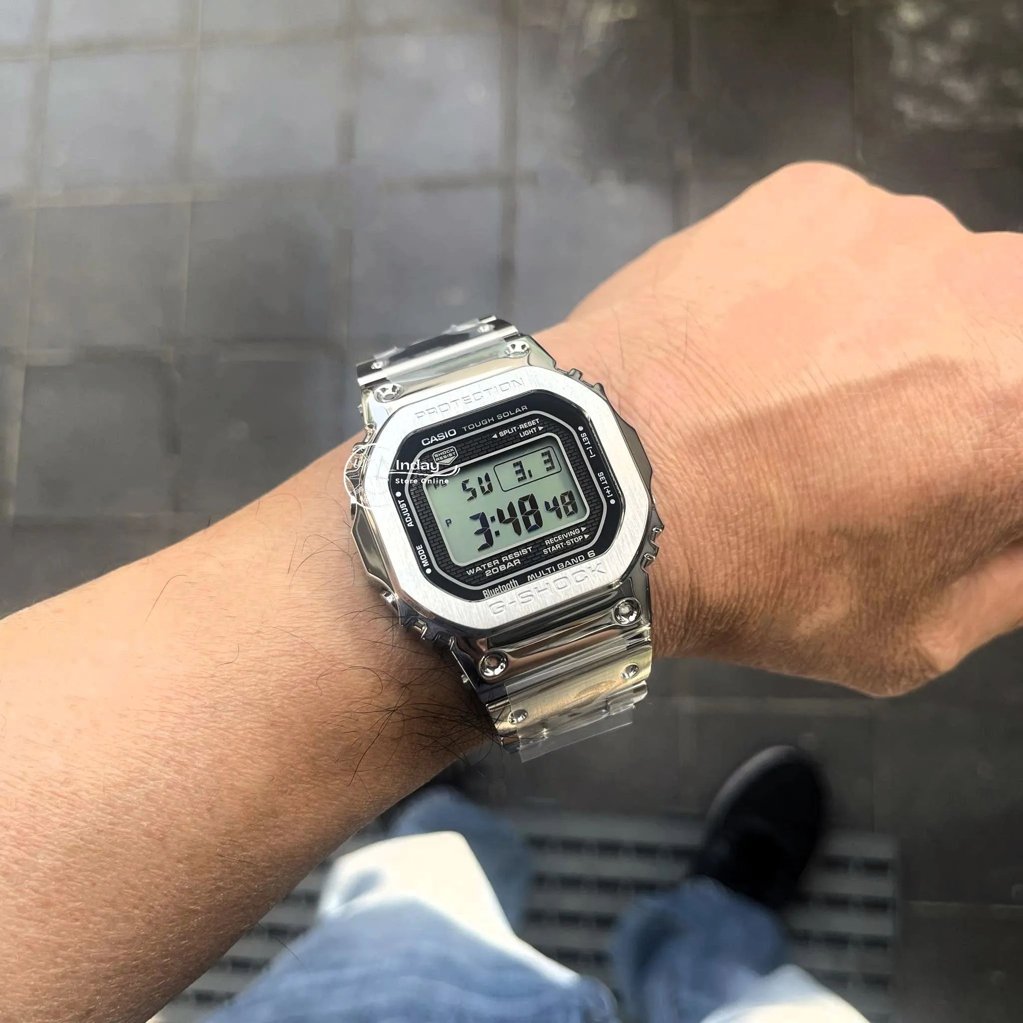 Casio G-Shock Men's Watch GMW-B5000D-1 Stainless Steel Band Shock Resistant Tough Solar Mobile link Bluetooth
