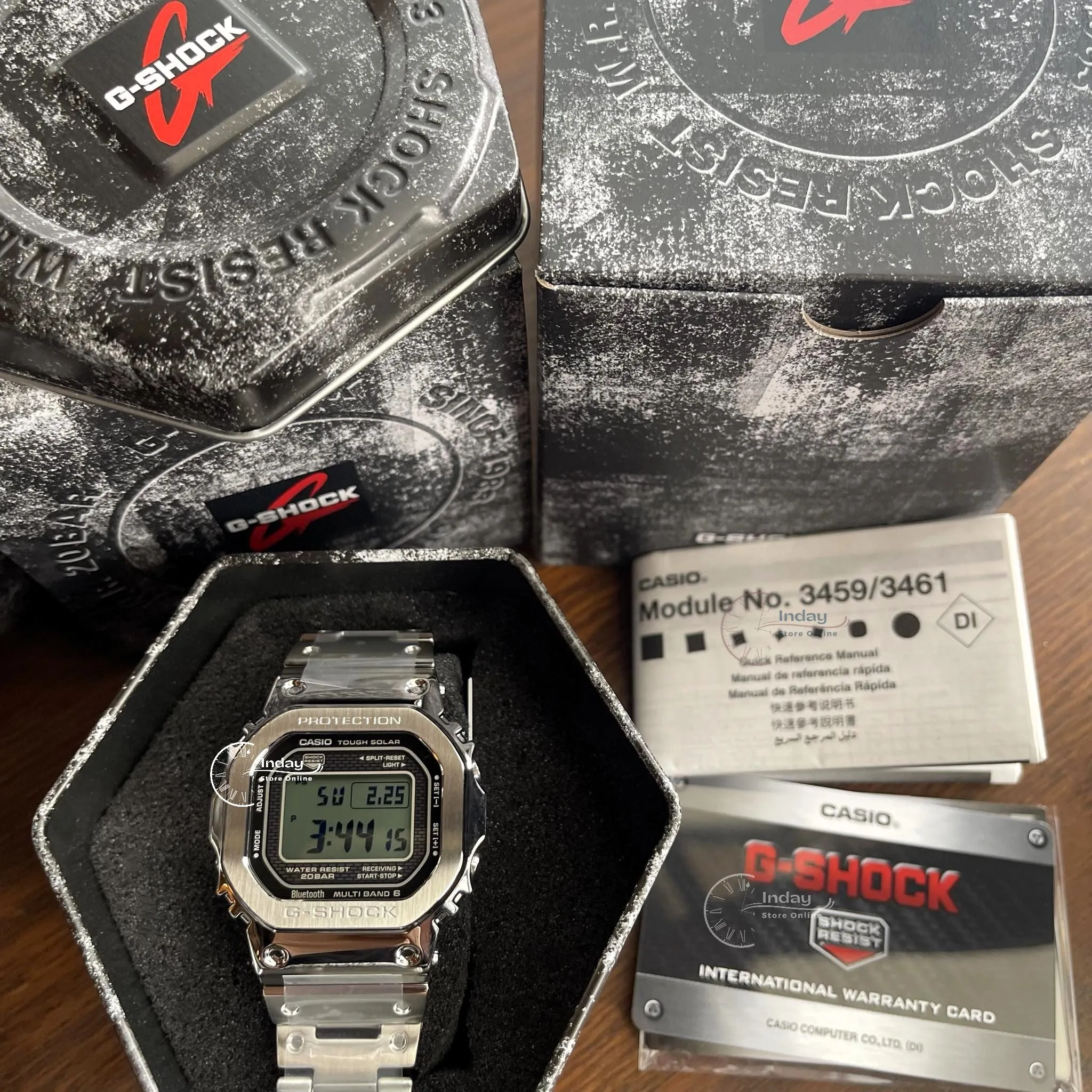 Casio G-Shock Men's Watch GMW-B5000D-1 Stainless Steel Band Shock Resistant Tough Solar Mobile link Bluetooth