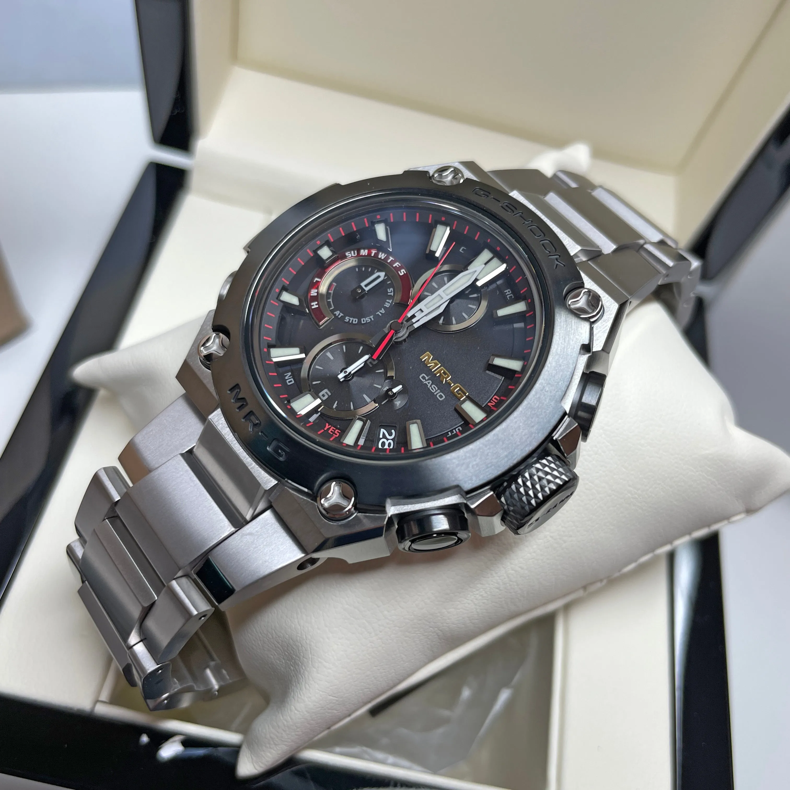 Casio G-Shock MR-G GPS Black Titanium Mid-Size Solar Bluetooth Watch MRGB1000D-1A