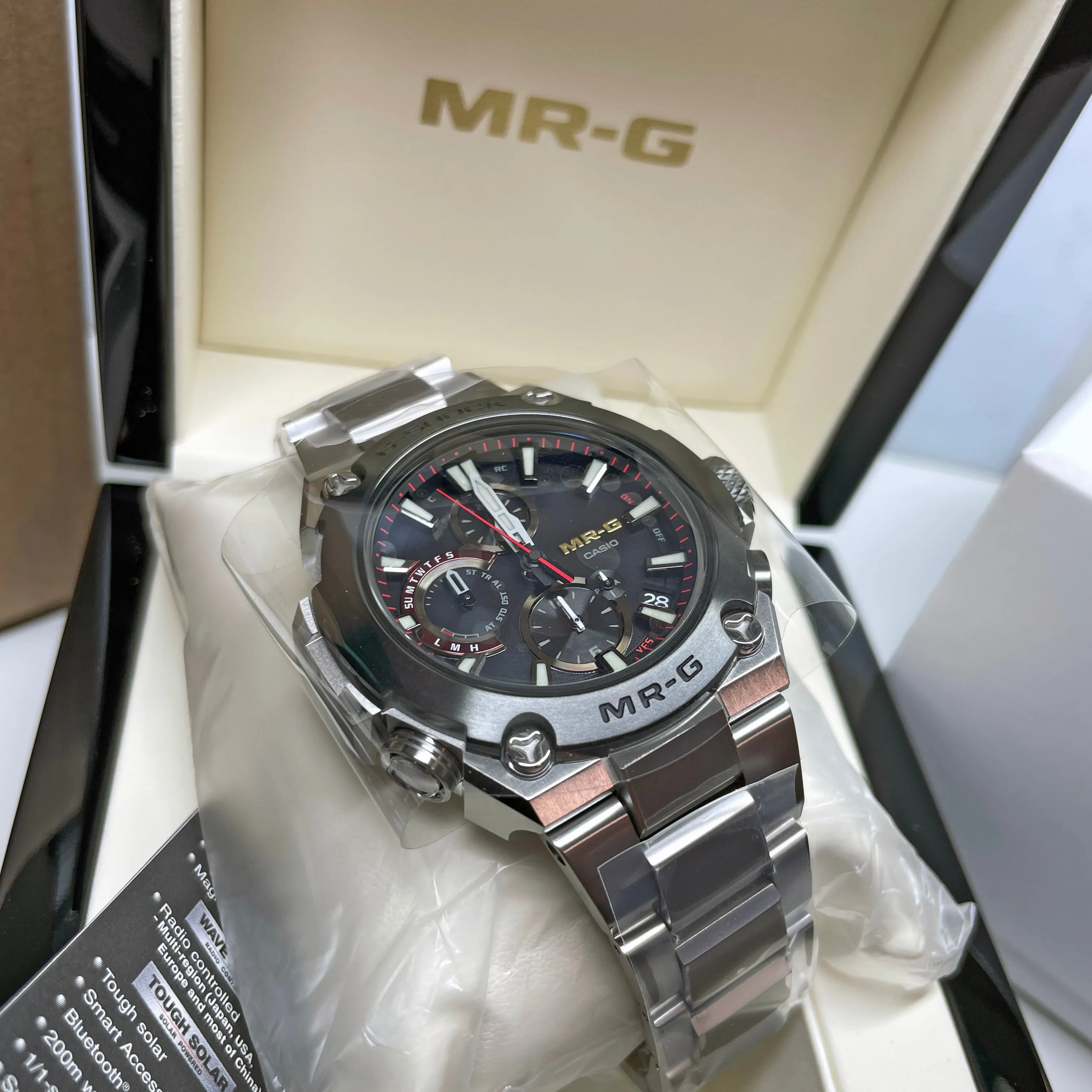 Casio G-Shock MR-G GPS Black Titanium Mid-Size Solar Bluetooth Watch MRGB1000D-1A