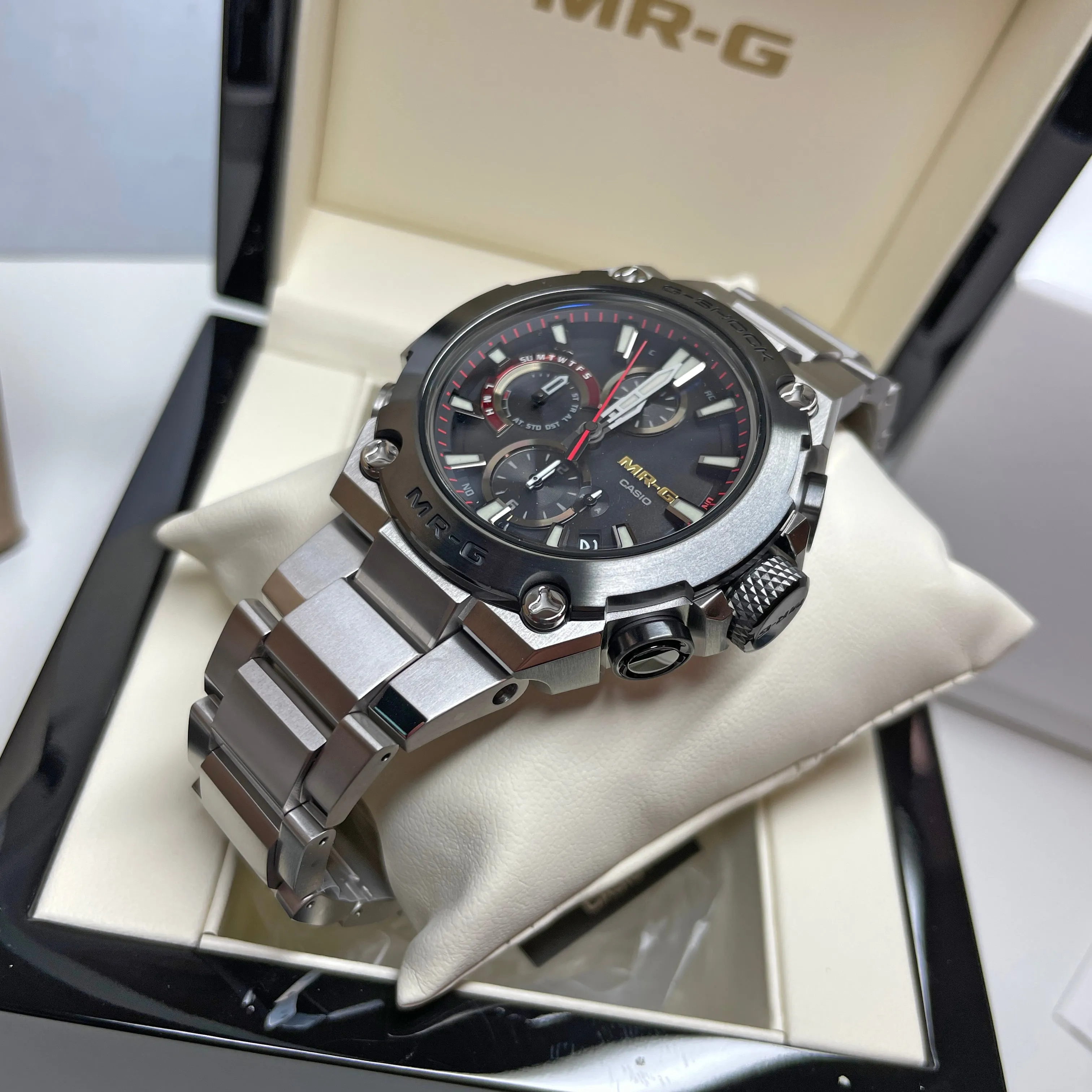 Casio G-Shock MR-G GPS Black Titanium Mid-Size Solar Bluetooth Watch MRGB1000D-1A
