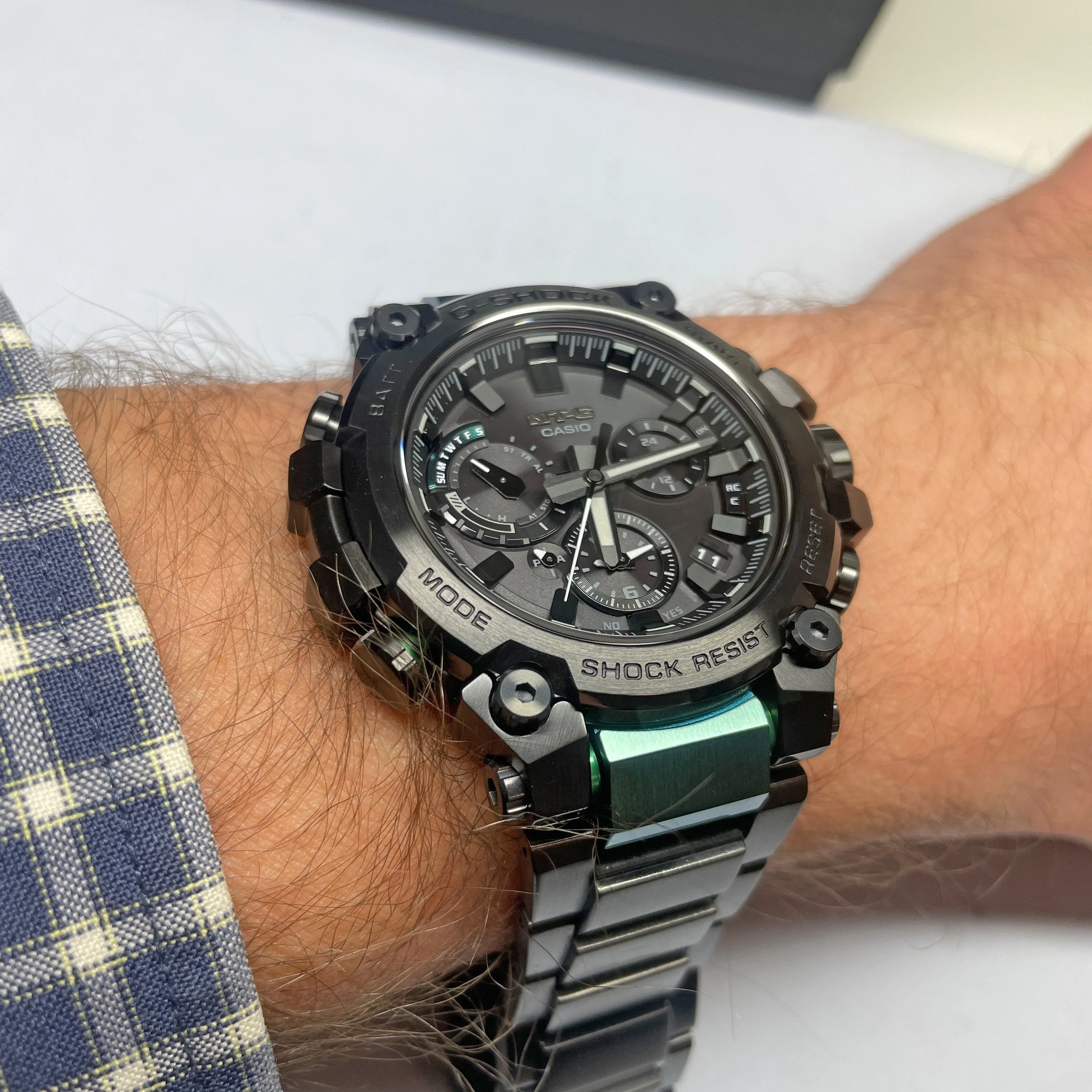 Casio G-Shock MTG MTGB3000BD12 Black & Green IP Bluetooth Watch