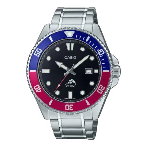 Casio Vintage Silver Red Blue MDV106DD-1A2