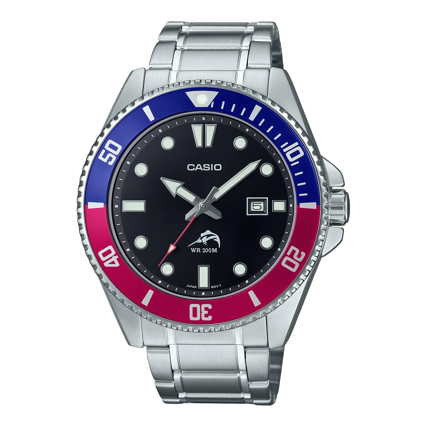 Casio Vintage Silver Red Blue MDV106DD-1A2