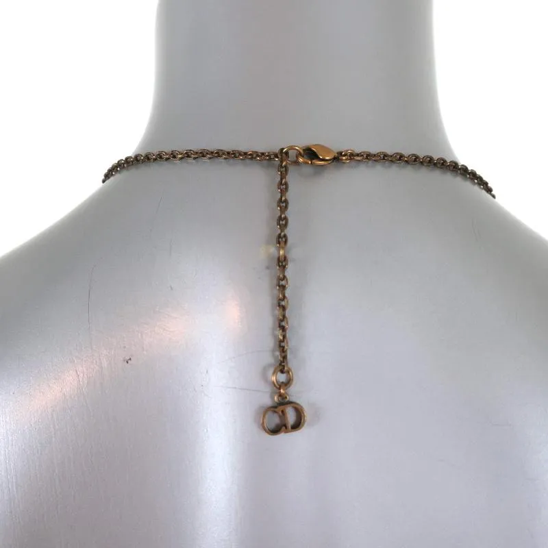 Christian Dior Logo Bead Necklace Black/Gold
