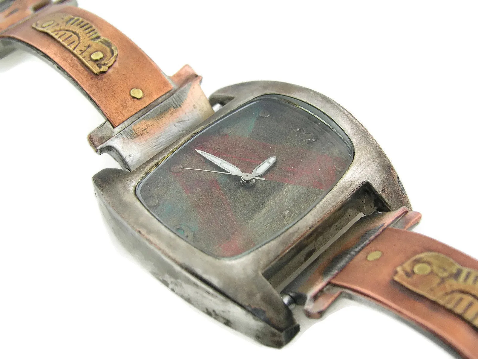 Copper & Brass Watch, multicolor Dial