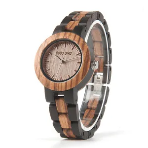 Couple's Zebra Ebony Wooden Watches in Wooden Gift Box