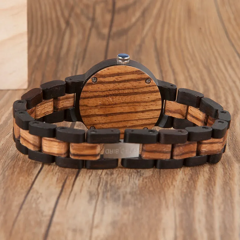 Couple's Zebra Ebony Wooden Watches in Wooden Gift Box