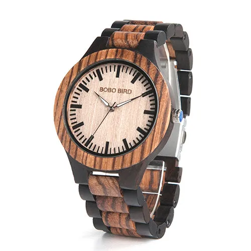 Couple's Zebra Ebony Wooden Watches in Wooden Gift Box