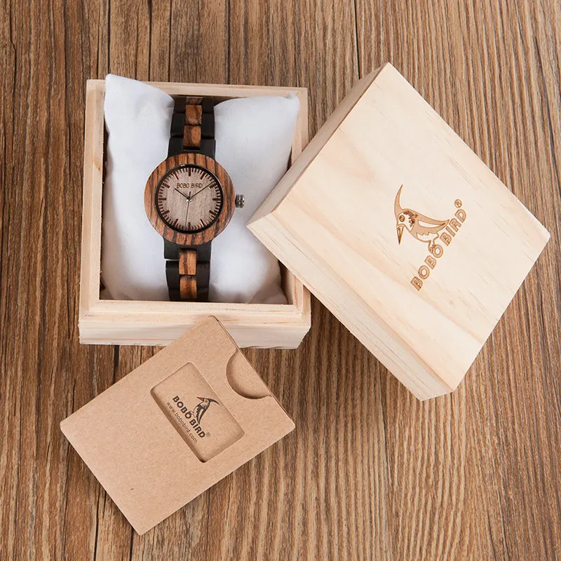 Couple's Zebra Ebony Wooden Watches in Wooden Gift Box