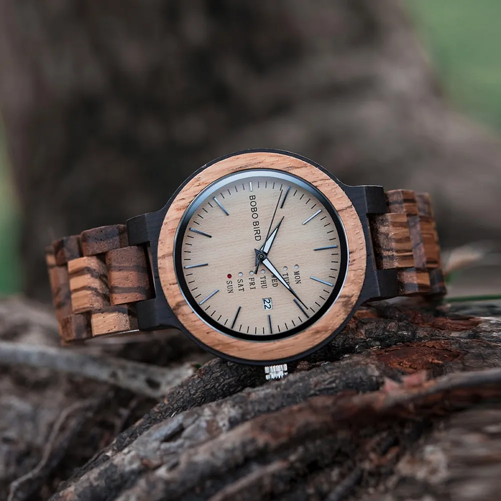 Dark Brown & Black Men's Wood Watch