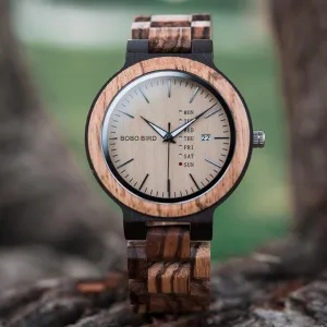 Dark Brown & Black Men's Wood Watch