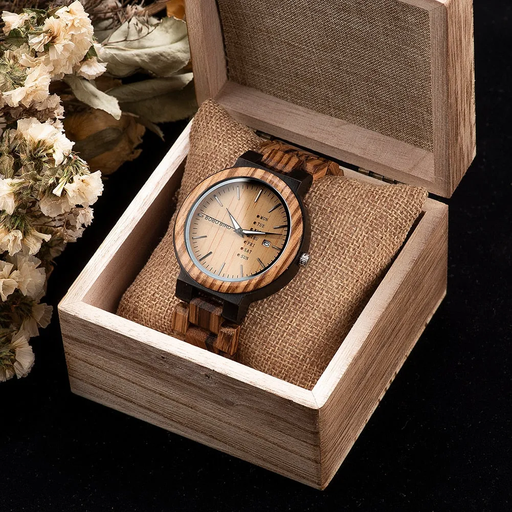 Dark Brown & Black Men's Wood Watch