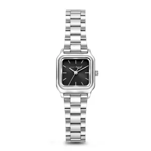 Dawn Base square ladies watch silver coloured and black