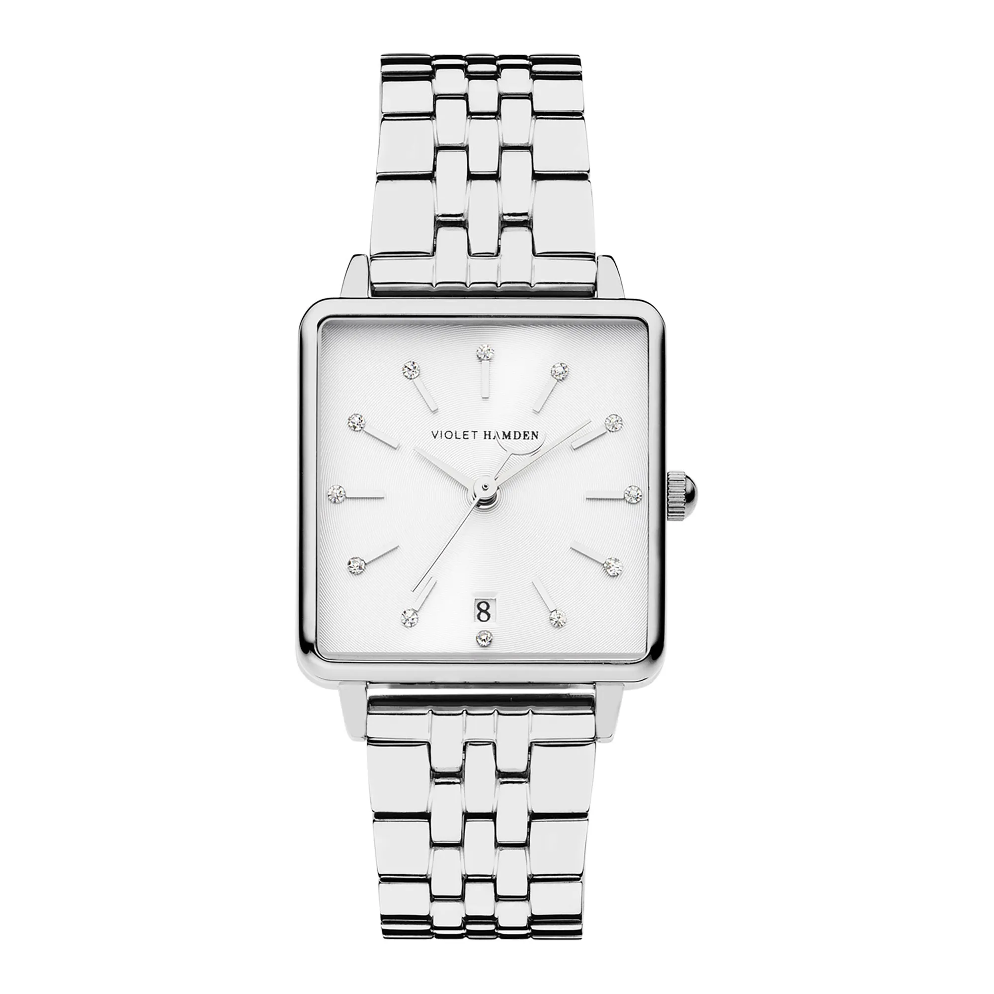 Dawn square ladies watch silver coloured and white