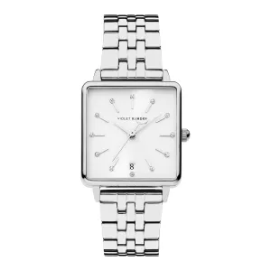 Dawn square ladies watch silver coloured and white