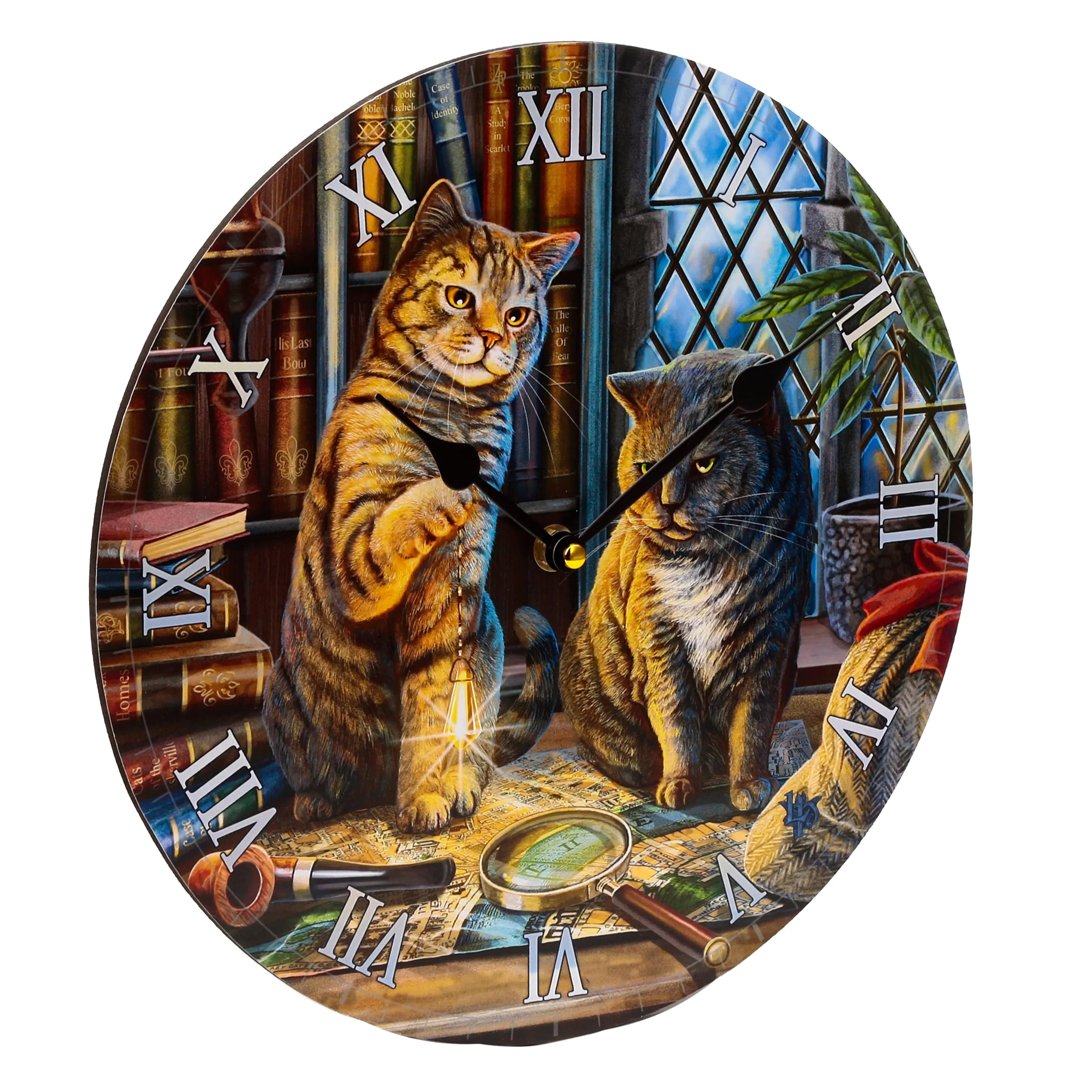 Decorative Purrlock Holmes Lisa Parker Cat Wall Clock