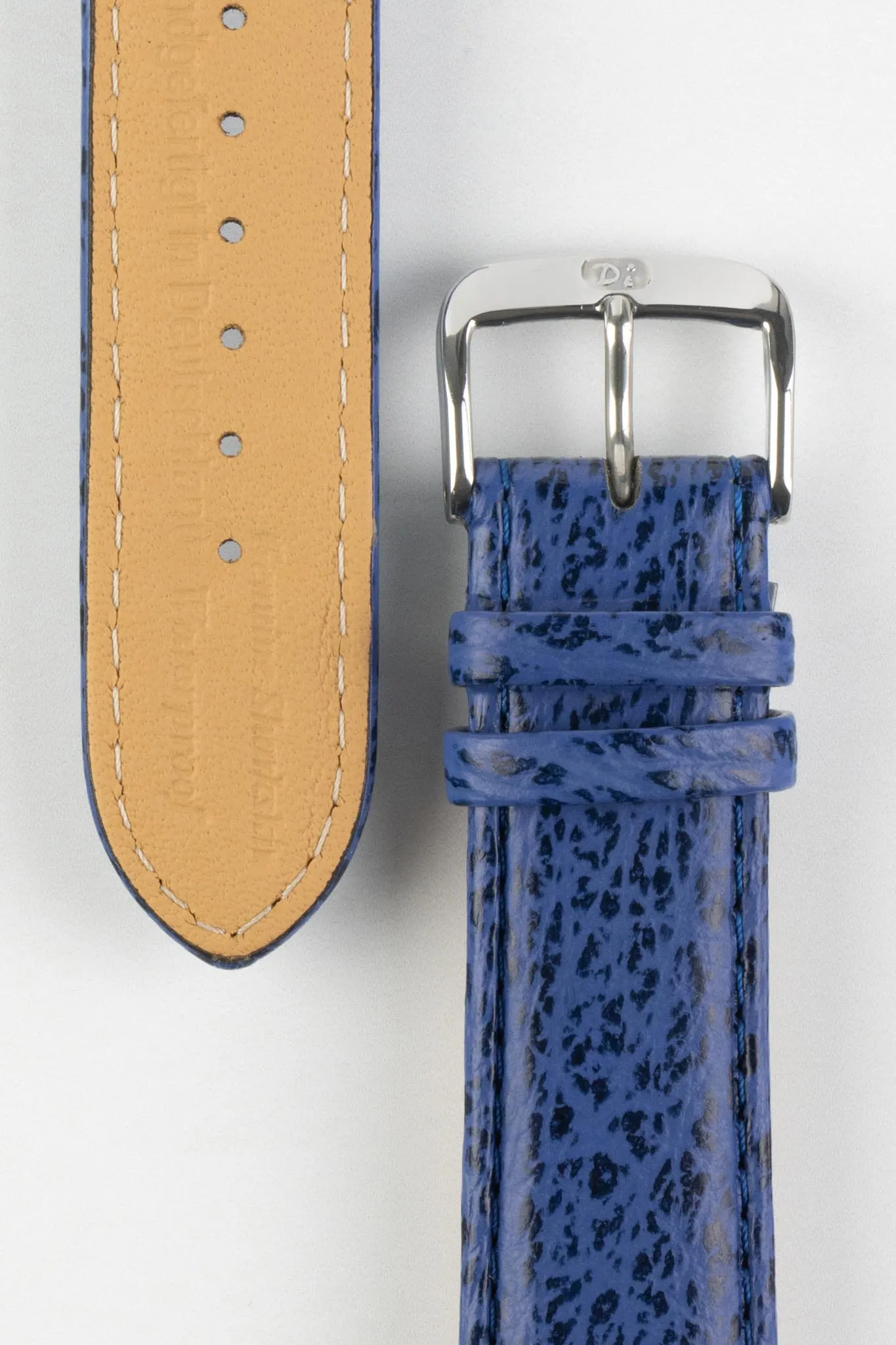 Di-Modell Genuine SHARK SKIN Waterproof Leather Watch Strap in NAVY