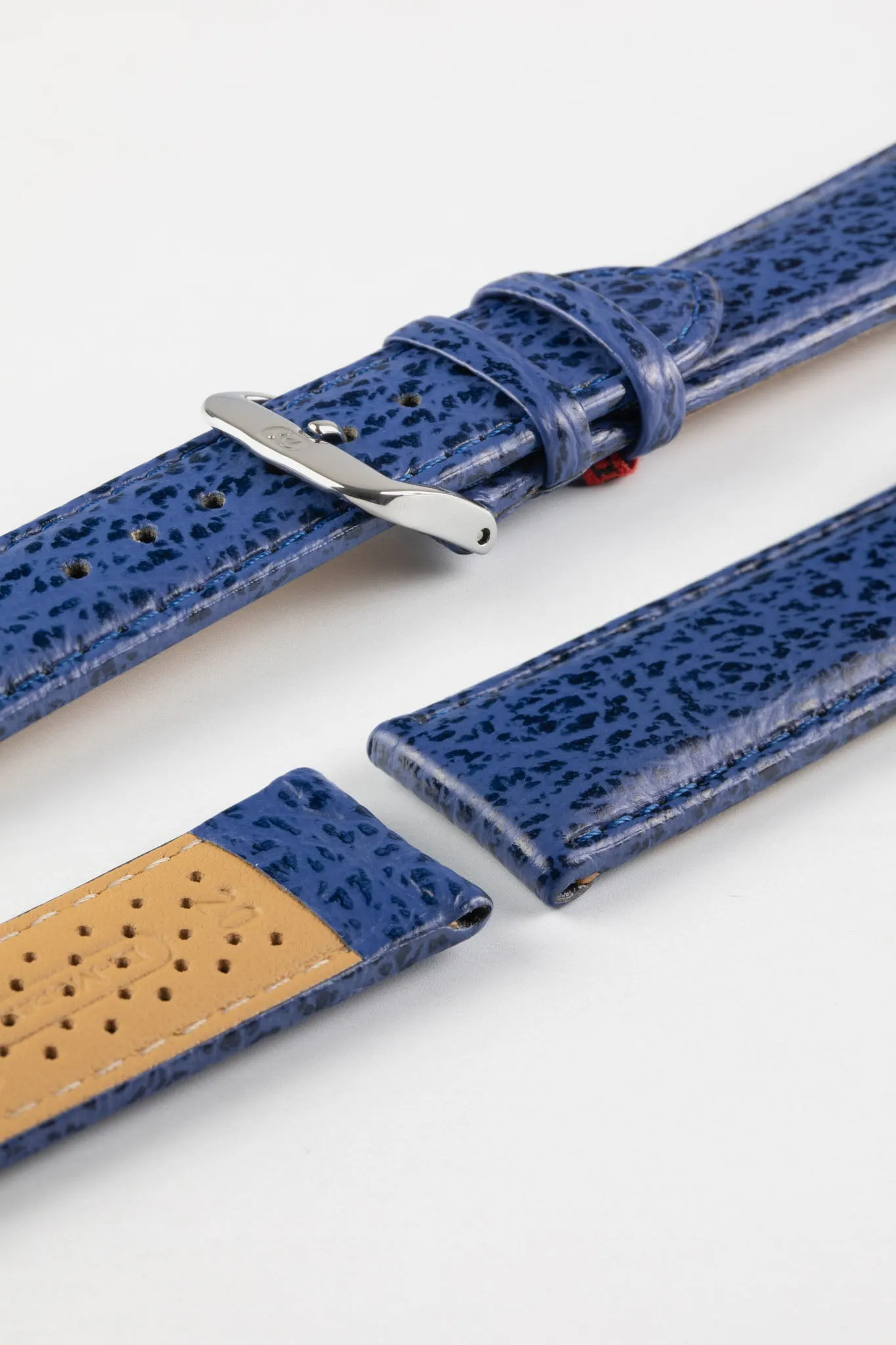 Di-Modell Genuine SHARK SKIN Waterproof Leather Watch Strap in NAVY