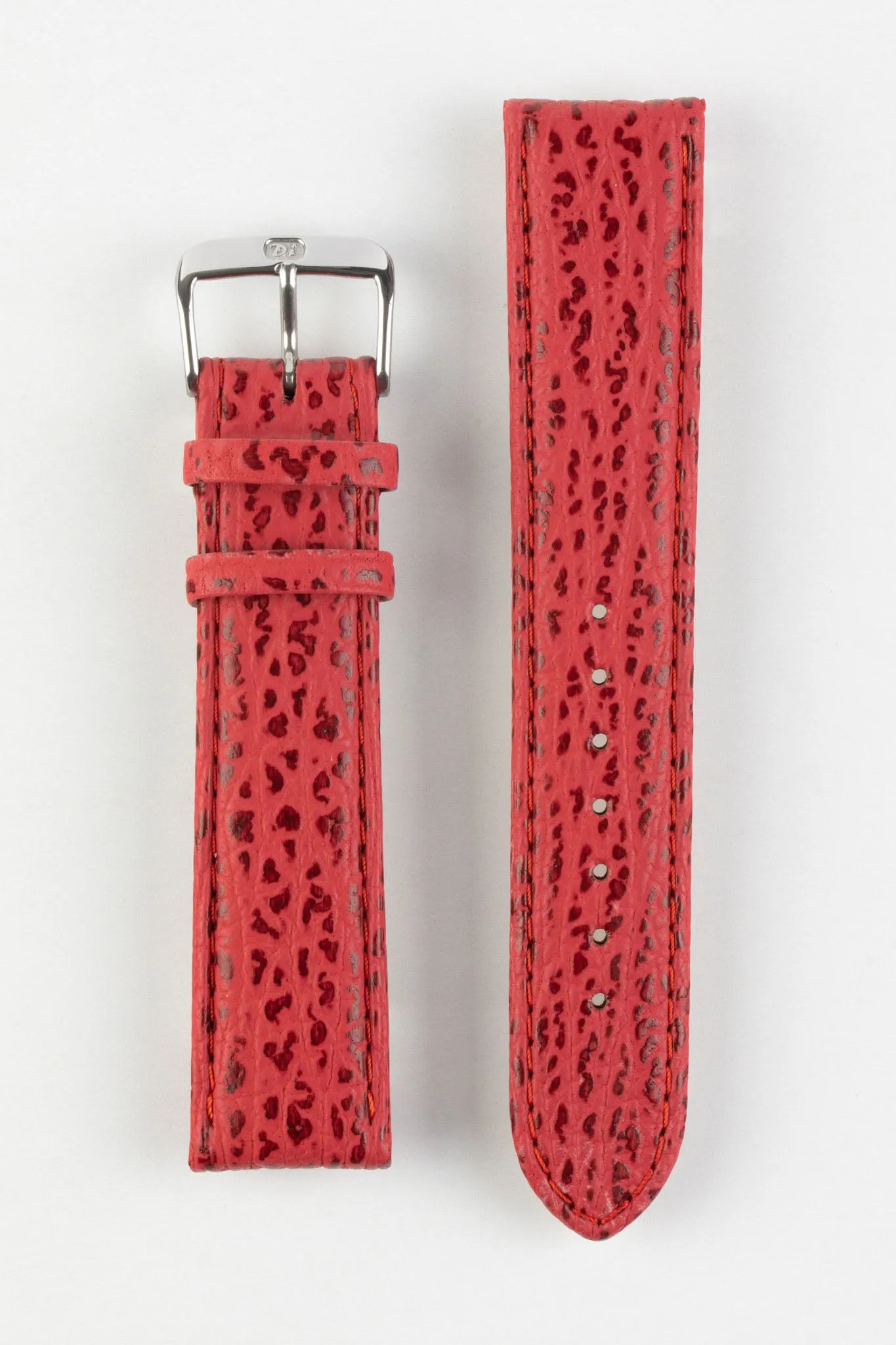 Di-Modell SHARKSKIN Waterproof Leather Watch Strap in RED